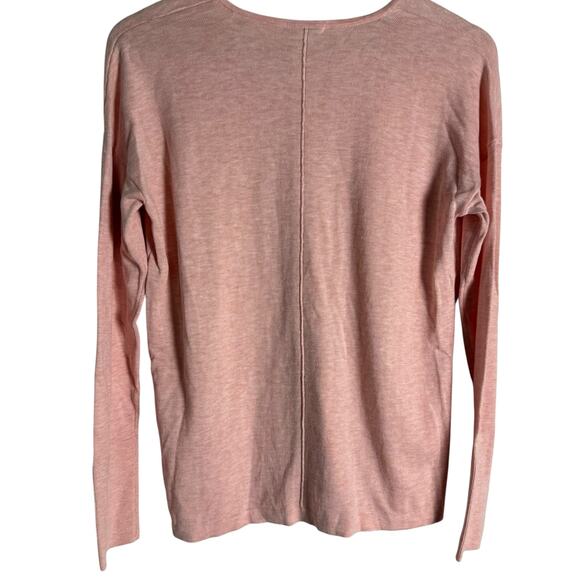J. Jill Pink Organically Grown Cotton Seamed V-Neck Sweater Size XS - Picture 5 of 9